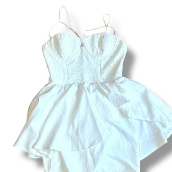 Revolve NBD Swoon Sexy White Bustier Dress Lace Peplum Open Back Bridal Size Sm - Picture 5 of 14